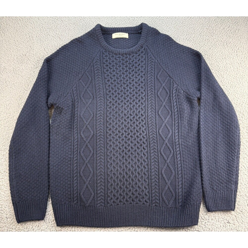 Primark Cable Knit Crewneck Sweater Men’s Large Navy Blue Textured Pullover